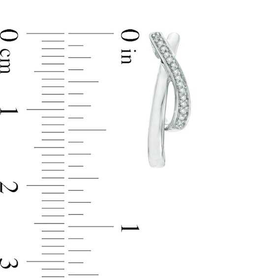 1/10 CT. T.w. Diamond "X" J-Hoop Earrings in Sterling Silver