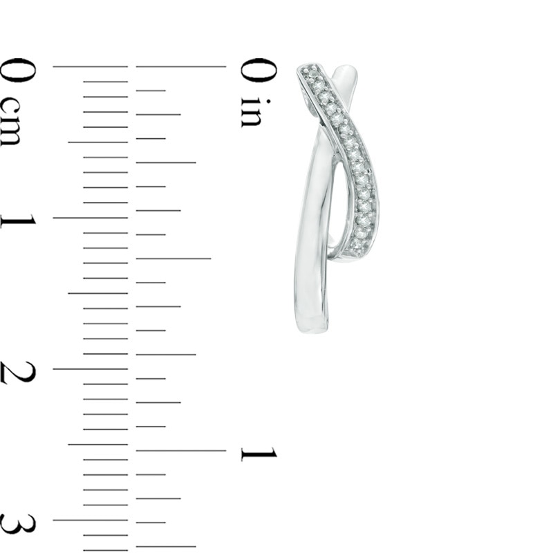 Main Image 2 of 1/10 CT. T.W. Diamond "X" J-Hoop Earrings in Sterling Silver