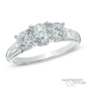 Thumbnail Image 0 of 1-1/2 CT. T.W. Certified Princess-Cut Diamond Past Present Future® Ring in 14K White Gold (I/I2)