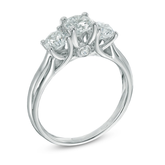 1-1/2 CT. T.w. Certified Princess-Cut Diamond Past Present Future® Ring in 14K White Gold (I/I2)