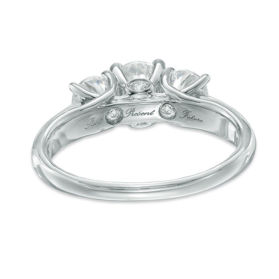 1-1/2 CT. T.w. Certified Princess-Cut Diamond Past Present Future® Ring in 14K White Gold (I/I2)