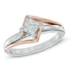 Thumbnail Image 0 of 1/2 CT. Princess-Cut Diamond Solitaire Engagement Ring in 14K Two-Tone Gold