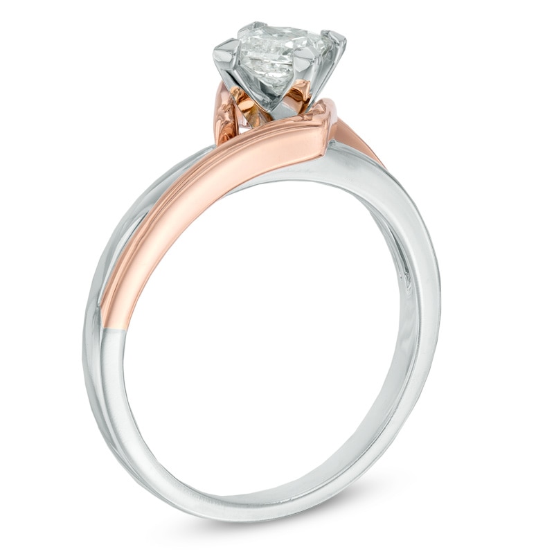 1/2 CT. Princess-Cut Diamond Solitaire Engagement Ring in 14K Two-Tone Gold