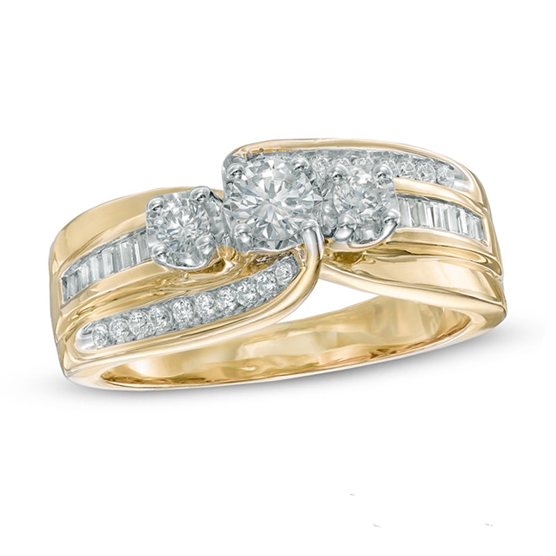 Main Image 1 of 5/8 CT. T.W. Diamond Swirl Past Present Future® Ring in 10K Gold