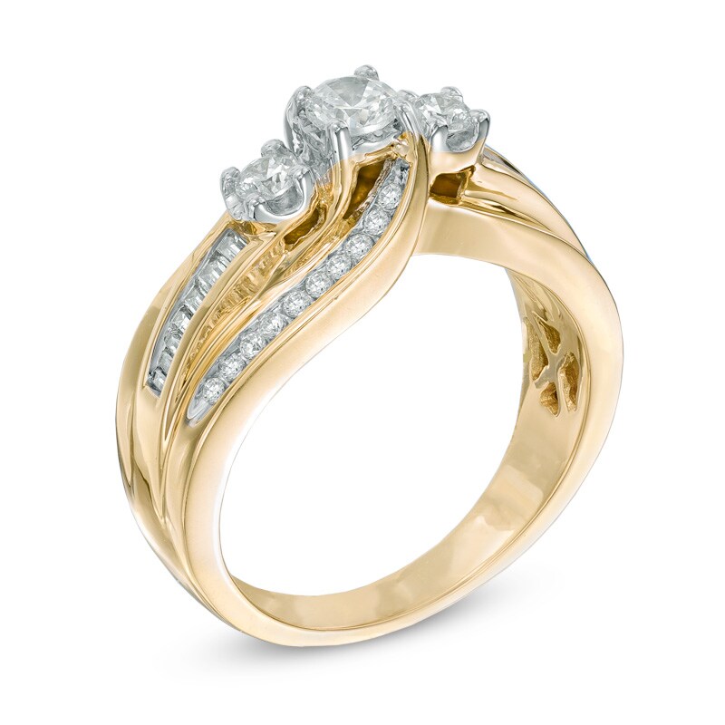 Main Image 2 of 5/8 CT. T.W. Diamond Swirl Past Present Future® Ring in 10K Gold