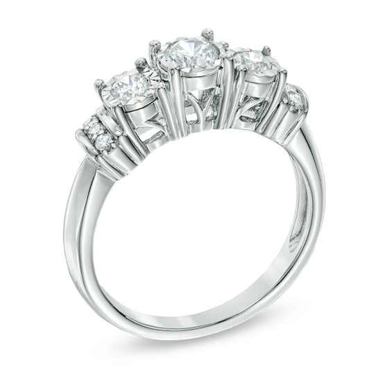 1/2 CT. T.w. Diamond Collar Past Present Future® Ring in 10K White Gold