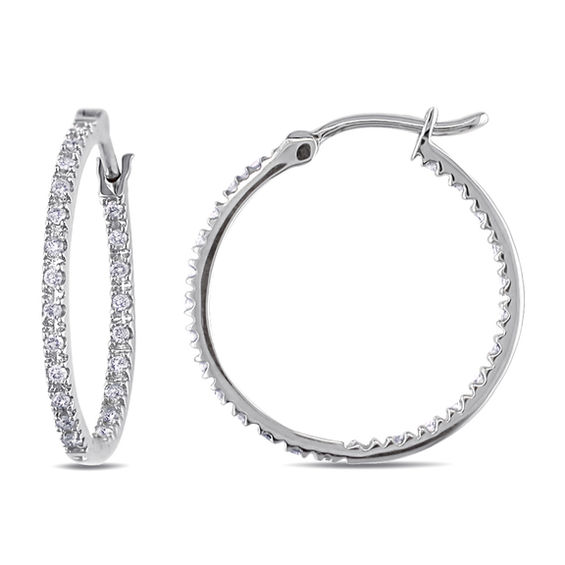 1/4 CT. T.w. Diamond Inside-Out Hoop Earrings in 10K White Gold