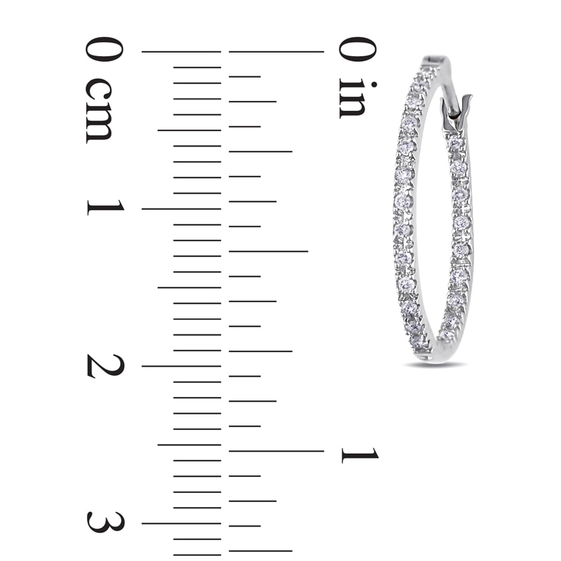 Main Image 2 of 1/4 CT. T.W. Diamond Inside-Out Hoop Earrings in 10K White Gold