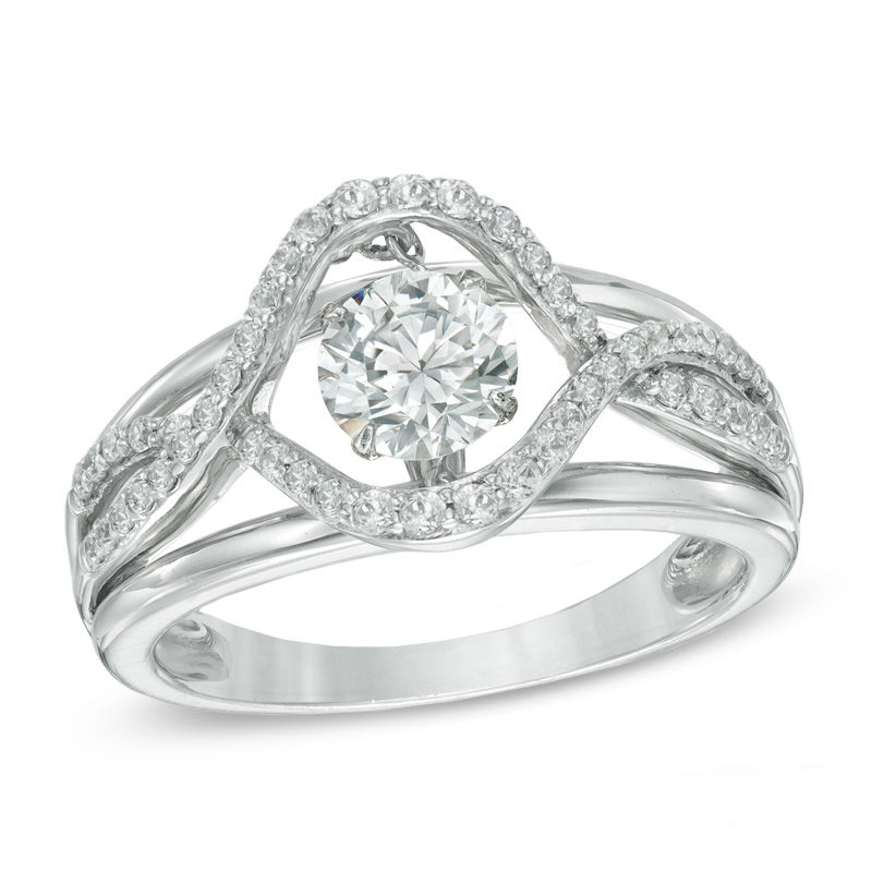 Main Image 1 of 6.0mm Lab-Created White Sapphire Swirl Ring in Sterling Silver