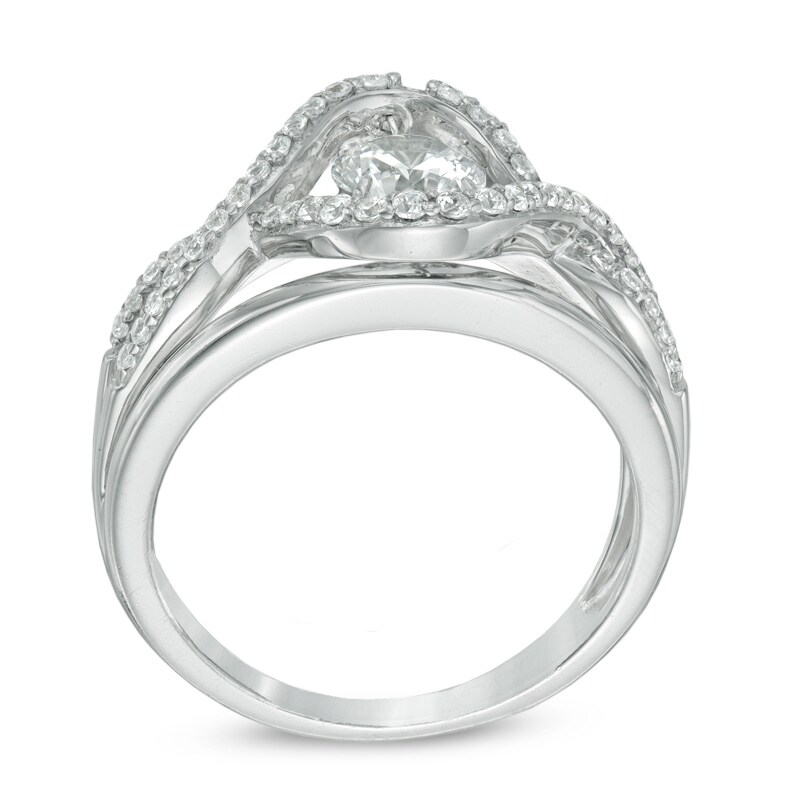 Main Image 2 of 6.0mm Lab-Created White Sapphire Swirl Ring in Sterling Silver