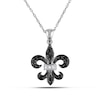 Thumbnail Image 1 of 1/8 CT. T.W. Enhanced Black and White Diamond Fleur-de-Lis Pendant in 10K White Gold - 17"