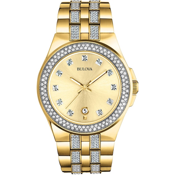 Men's Bulova Phantom Crystal Accent Watch with Champagne Dial (Model: 98B174)