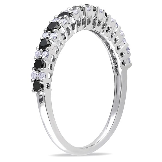 1/2 CT. T.W. Enhanced Black and White Diamond Anniversary Band in Sterling Silver 1/2 CT. T.W. Enhanced Black and White Diamond Anniversary Band in Sterling Silver