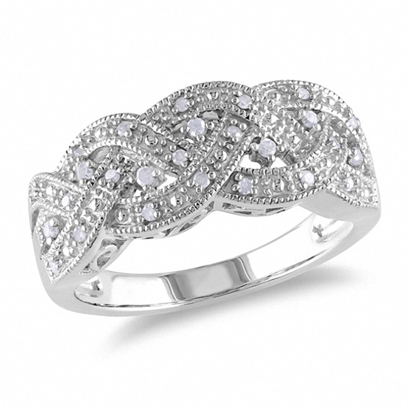 1/8 CT. T.W. Diamond Braid Band in Sterling Silver