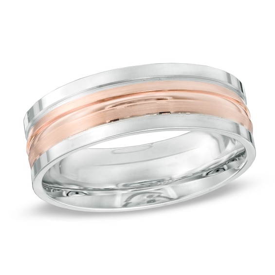 7.0mm Comfort Fit Wedding Band in 10K Two-Tone Gold - Size 10