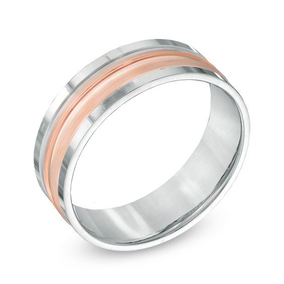 7.0mm Comfort Fit Wedding Band in 10K Two-Tone Gold - Size 10