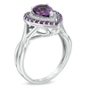 Thumbnail Image 1 of Pear-Shaped Amethyst and 1/10 CT. T.W. Diamond Double Frame Ring in Sterling Silver