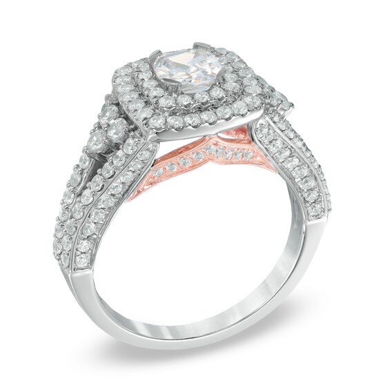 1-3/4 CT. T.w. Cushion-Cut Diamond Double Frame Engagement Ring in 14K White Gold