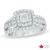 Thumbnail Image 0 of 1-1/4 CT. T.W. Certified Canadian Princess-Cut Diamond Double Frame Engagement Ring in 14K White Gold (I/I2)