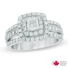 Thumbnail Image 1 of 1-1/4 CT. T.W. Certified Canadian Princess-Cut Diamond Double Frame Engagement Ring in 14K White Gold (I/I2)