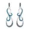 Thumbnail Image 1 of 1/3 CT. T.W. Blue and Black Diamond Looping Infinity Drop Earrings in 10K White Gold