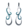 Thumbnail Image 0 of 1/3 CT. T.W. Blue and Black Diamond Looping Infinity Drop Earrings in 10K White Gold