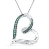Thumbnail Image 1 of 1/6 CT. T.W. Enhanced Green and White Diamond Tilted Looping Heart Pendant in 10K White Gold