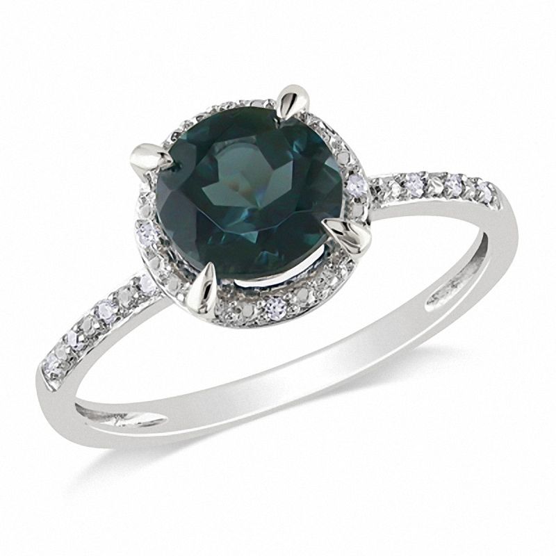 70mm london blue topaz and diamond accent engagement ring in 10k white gold - Blue Topaz Wedding Rings 70mm london blue topaz and diamond accent engagement ring in 10k white gold - Blue Topaz Wedding Rings