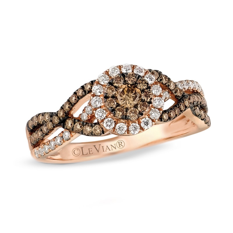Le Vian Chocolate Diamonds® 5/8 CT. T.W. Diamond Cluster Twist Shank Ring in 14K Strawberry Gold
