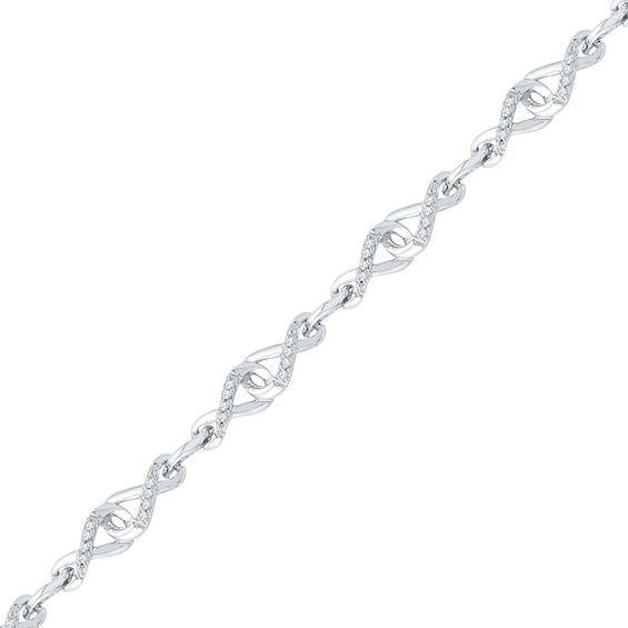1/5 CT. T.w. Diamond Interlocking Infinity Bracelet in Sterling Silver - 7.25"