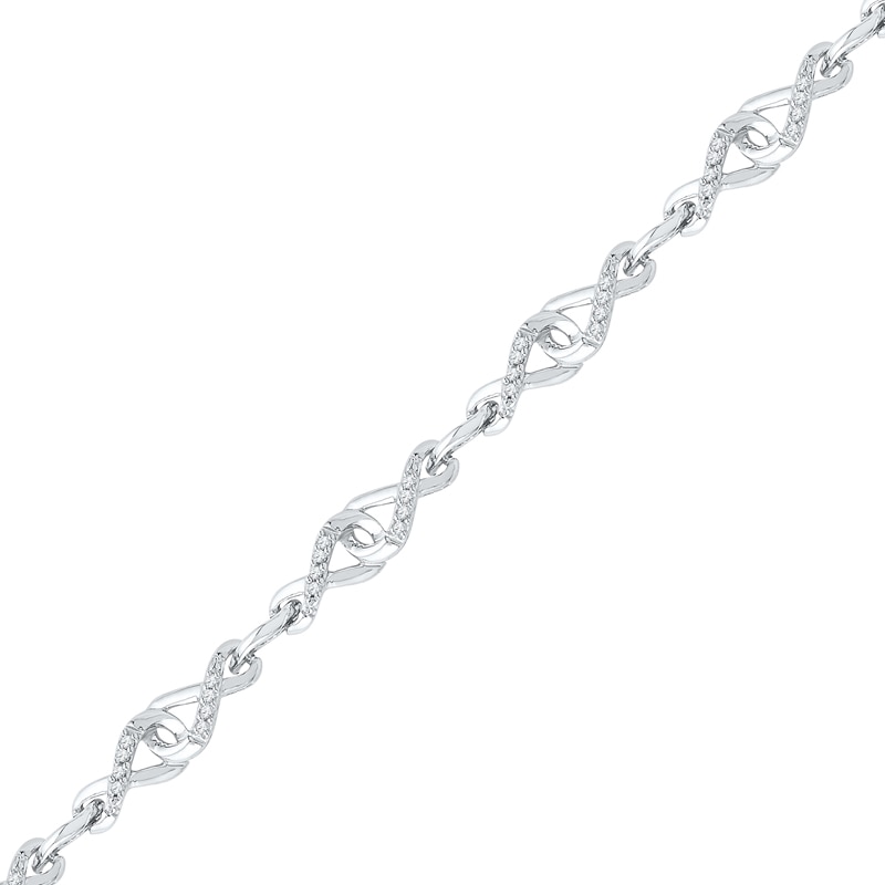 Zales 1/4 Ct. T.W. Diamond Flower Twist Bracelet in Sterling Silver - 7.25