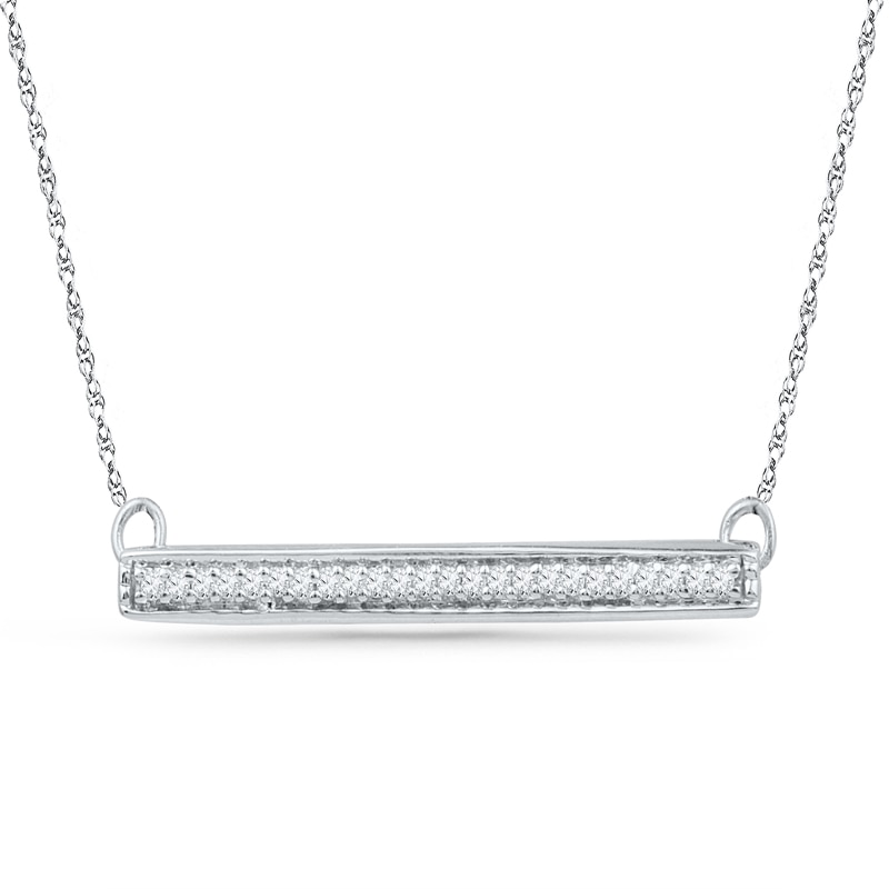 1/10 CT. T.W. Diamond Bar Necklace in Sterling Silver - 17"