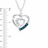 Thumbnail Image 2 of Enhanced Blue and White Diamond Accent Double Heart Pendant in Sterling Silver