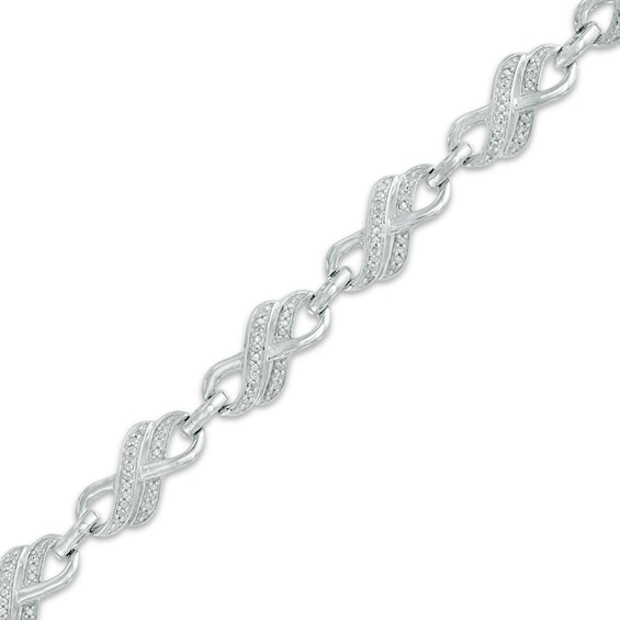 1/5 CT. T.w. Diamond Double Row Infinity Link Bracelet in Sterling Silver - 7.5"