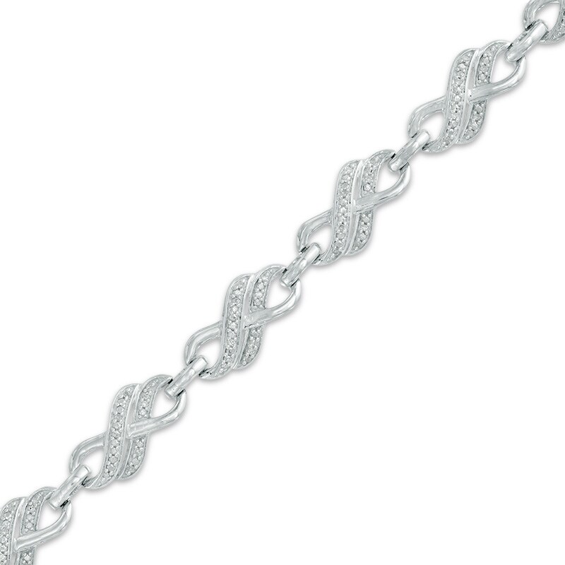 Main Image 1 of 1/5 CT. T.W. Diamond Double Row Infinity Link Bracelet in Sterling Silver - 7.5"