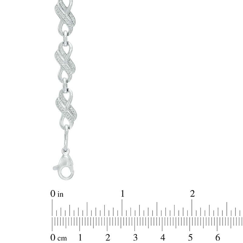 Main Image 2 of 1/5 CT. T.W. Diamond Double Row Infinity Link Bracelet in Sterling Silver - 7.5"