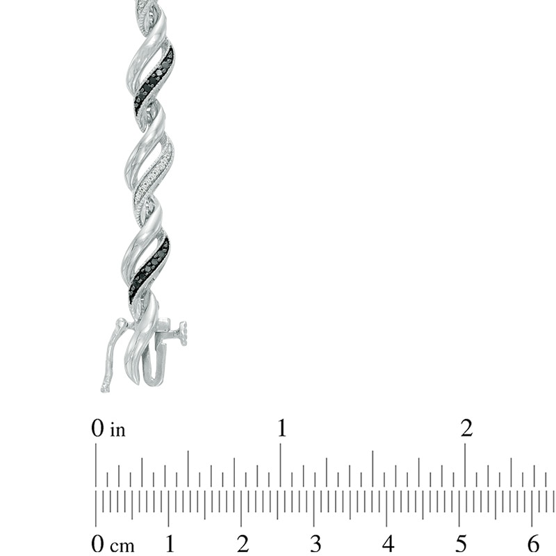 Main Image 2 of 1/3 CT. T.W. Enhanced Black and White Diamond Cascading Flame Bracelet in Sterling Silver - 7.25"
