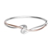 Thumbnail Image 0 of 1/10 CT. T.W. Diamond Bypass Bangle in Sterling Silver and 10K Rose Gold