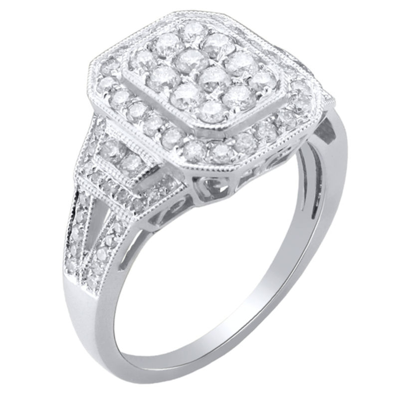 Main Image 2 of 1 CT. T.W. Multi-Diamond Frame Ring in 10K White Gold