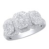 Thumbnail Image 1 of 1 CT. T.W. Multi-Diamond Three Stone Frame Ring in 10K White Gold