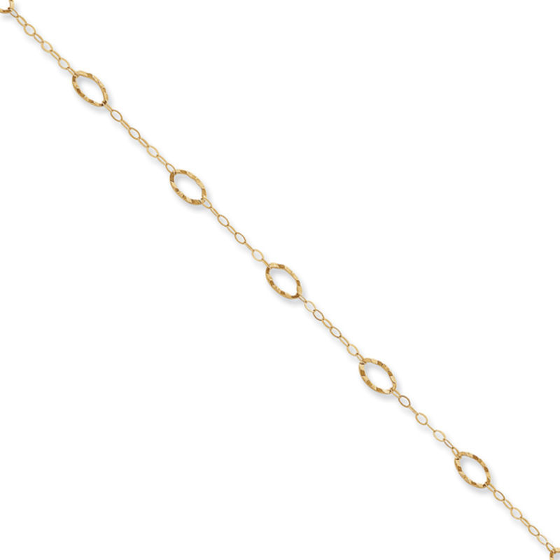 Oval Link Adjustable Anklet in 14K Gold - 10"