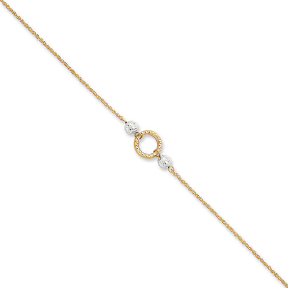 Circle Bead Adjustable Anklet in 14K TwoTone Gold 10" View All
