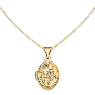 Oval Butterfly Locket in 14K Gold | Zales