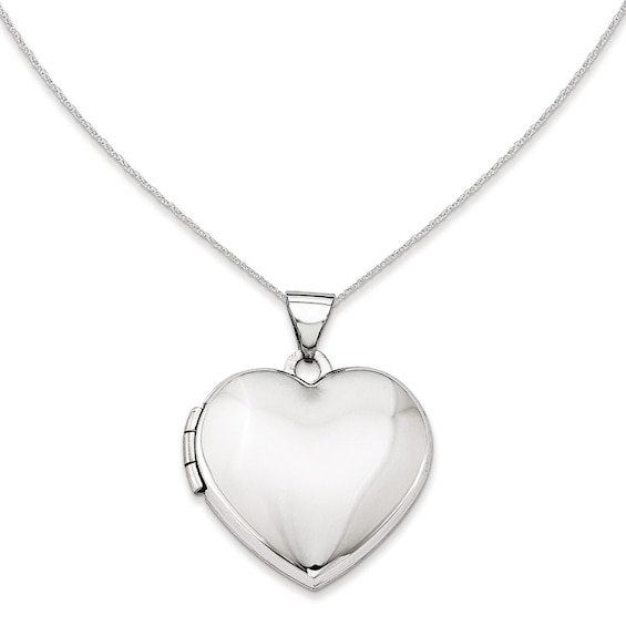 Polished Heart Locket in 14K White Gold