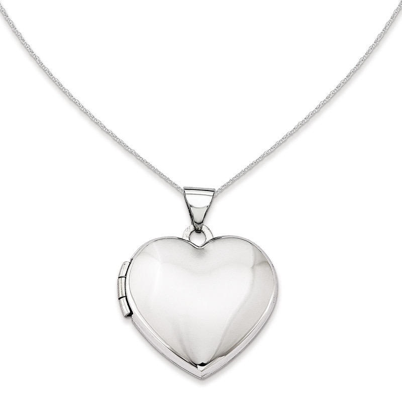 Main Image 1 of Polished Heart Locket in 14K White Gold
