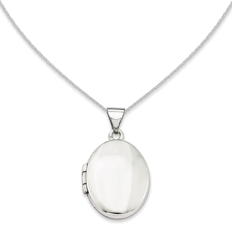 Main Image 1 of Oval Polished Locket in 14K White Gold