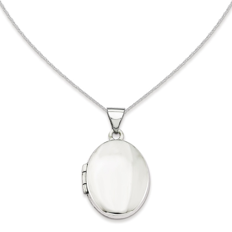 Oval Polished Locket in 14K White Gold