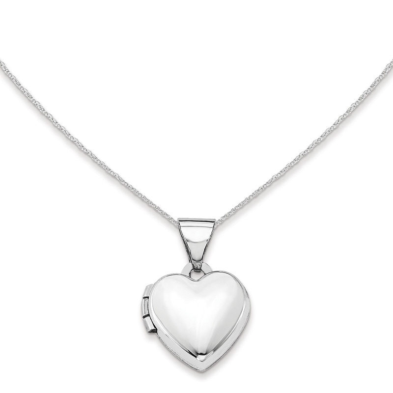 Polished Heart Locket in 14K White Gold