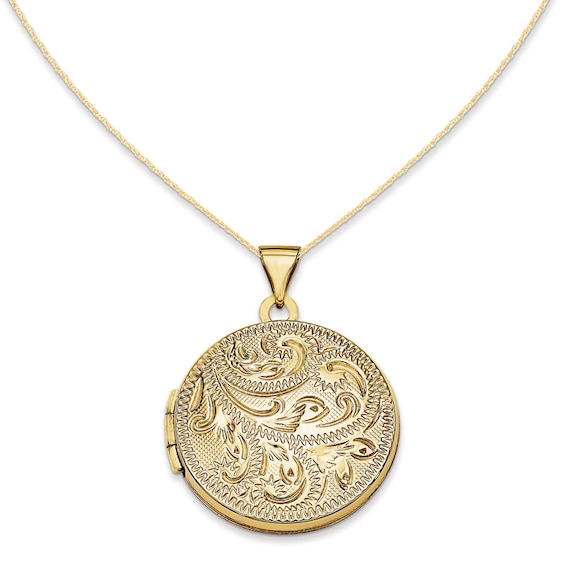 Round Paisley Locket in 14K Gold