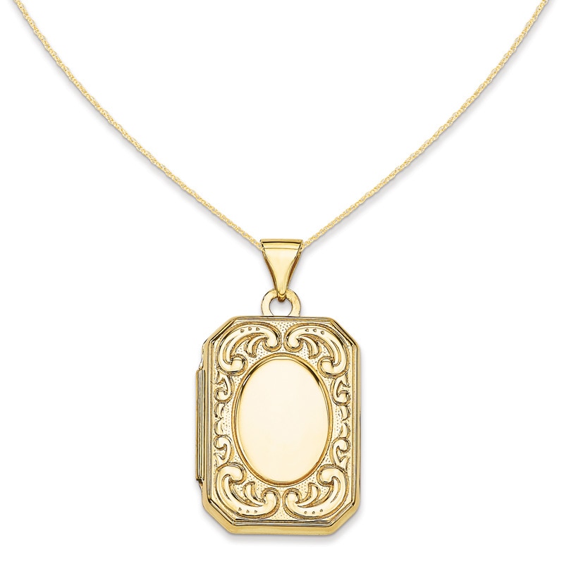 Rectangular Floral Locket in 14K Gold Zales